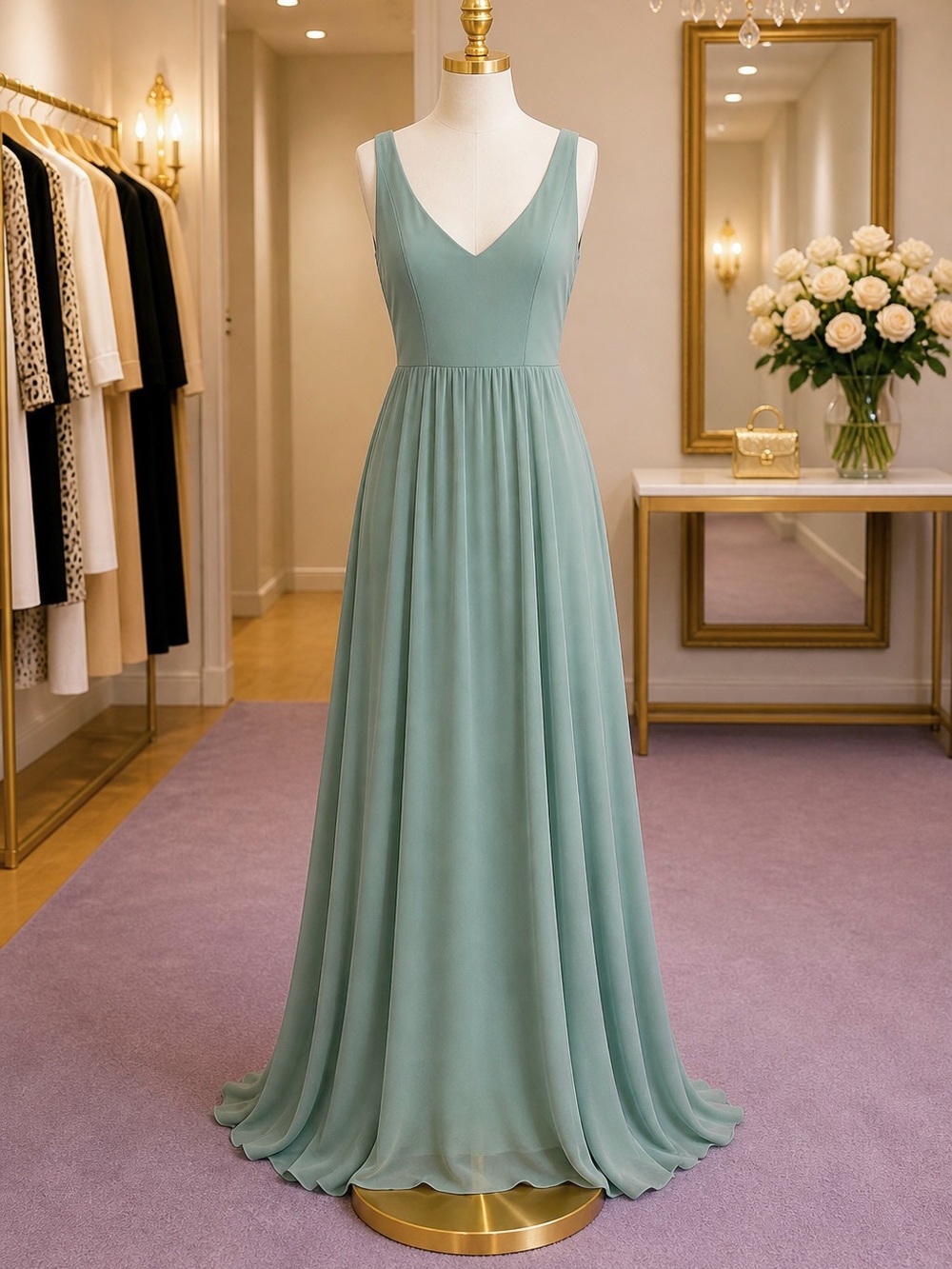 Show Me Your Mumu Jenn Maxi Dress Sage Green Chiffon Backless Sz M NWT